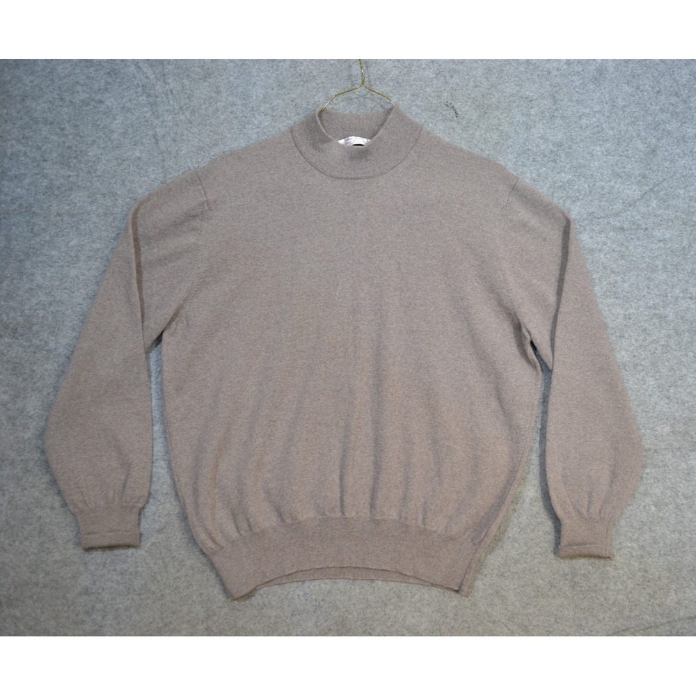 Gran Sasso Sweater Mens L Brown 100% Virgin Wool Mock Neck Pullover Made Italy